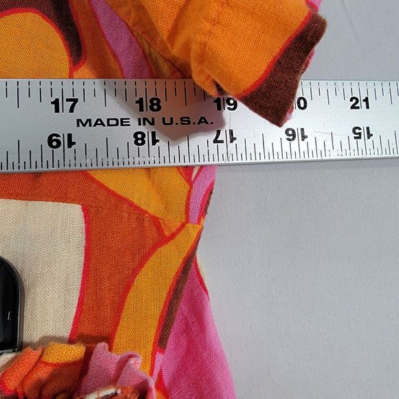 2 Pcs Ava & Viv Linen Blend 70’s Groovy Top & Bottom Orange Colorful Print XXL - Picture 9 of 10